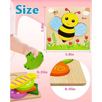 Bekayshad Wooden Puzzles for 1-3 Year Olds - Fun & Educational Gifts