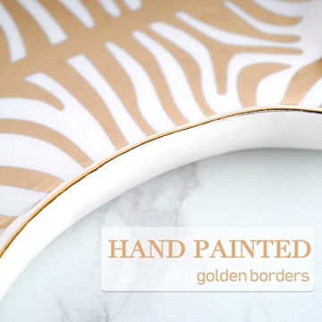 Trycooling Hand Painted Tiger Skin Ceramic Jewelry Dish Small Jewelry Rack Tray Rings Bracelets Earrings Trays Holder (Gold)