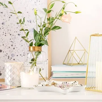 Trycooling Hand Painted Tiger Skin Ceramic Jewelry Dish Small Jewelry Rack Tray Rings Bracelets Earrings Trays Holder (Gold)