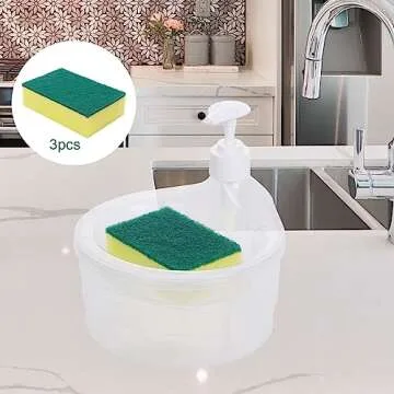 Gazechimp Dish Soap Dispenser with Sponge Holder 2 in 1