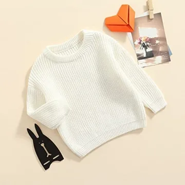 Stylish Infant Knitted Sweater for Toddlers - Beige White