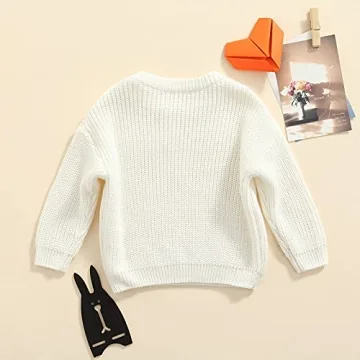 Stylish Infant Knitted Sweater for Toddlers - Beige White