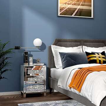 VINGLI Mirrored Nightstand Set of 2 - Chic, Functional Furniture for Any Space