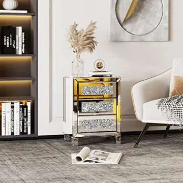 Stylish VINGLI Mirrored Nightstand Set of 2 for Your Home