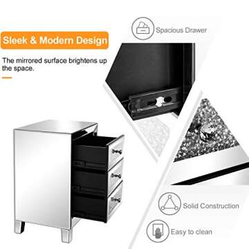 Stylish VINGLI Mirrored Nightstand Set of 2 for Your Home