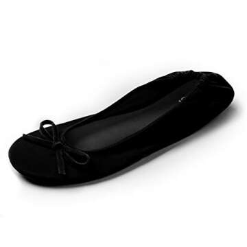 Silky Toes Women’s Velvet Foldable Ballet Flats Portable Travel Shoes (X-Large, Black)