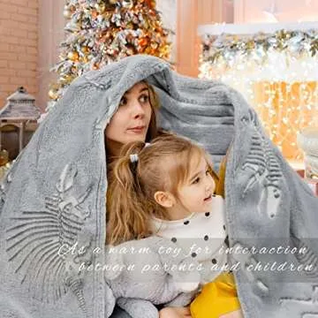 Glow in The Dark Blanket Dinosaur Throw Blanket for Boys Kids Soft Warm Cozy Cute Dino Blanket Unique Dinosaur Toys Gifts Gray Glowing Dinosaur Room Decor Blankets for Girls Teens 50"x60"
