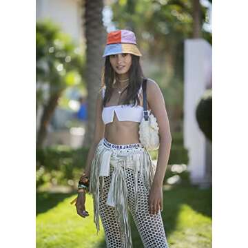 Trendy Color Block Cotton Bucket Hat for Summer Fun