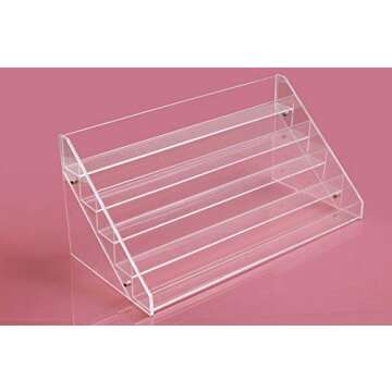 Sooyee 72 Bottles Acrylic 5 Layer Nail Polish Rack Tabletop Display Stand,Clear 5 Tier Lipstick Holder Essential Oils Shelf 15.7x7.8x7.5 Inch,Pack of 1