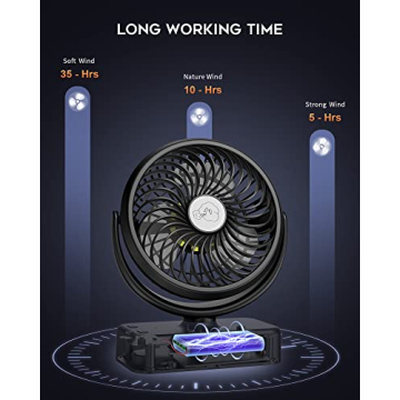 REENUO Portable Camping Fan LED Lights 40H Battery Life