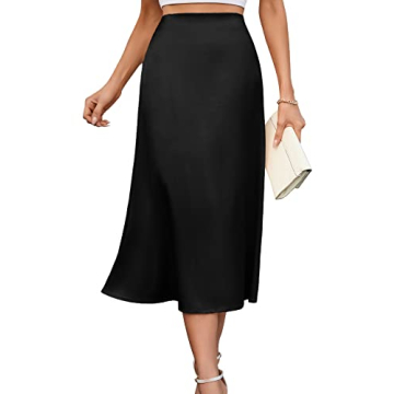 AISWI Satin Midi Skirt - Elegant Casual A-Line Swing