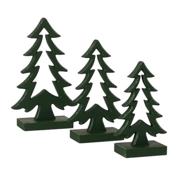 Sullivans Green Wooden Tree Set of 3, Christmas Centerpiece Farmhouse Tabletop Decor, Indoor Christm...