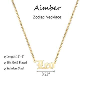 Aimber 18K Gold Plated Astrology Necklace for Women Jewelry,12 Zodiac Pendant Horoscope Constellatio...