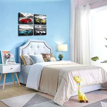 Stunning Sports Car Wall Art for Teen Boys and Kids