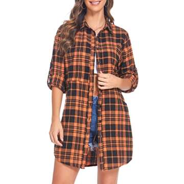 Stylish HOTOUCH Women's Plaid Flannel Shirt for Fall
