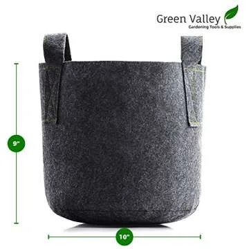 3 Gallon Grow Bag Felt Plant Pot (5 Pack), 9" X 10"