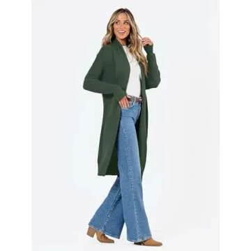 LILLUSORY Long Cardigan Sweaters for Women Fall Trendy Oversized Open Front Winter Coat Blazer 2025 Cozy Chunky Knit Sweater Jacket Outwear Coats Olive M