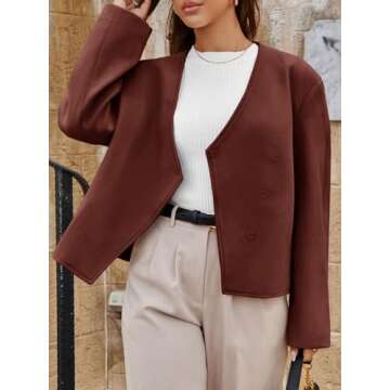 Cicy Bell Womens Cropped Wool Jackets for Stylish Winter Wear