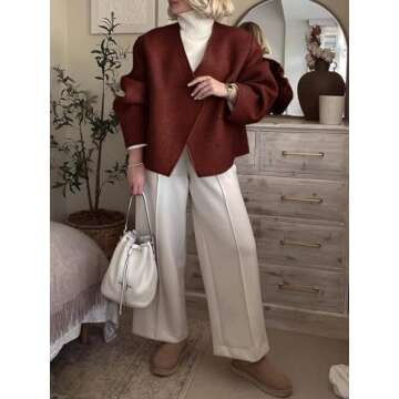 Cicy Bell Womens Cropped Wool Jackets for Stylish Winter Wear