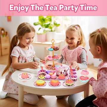 Lajeje Tea Set for Little Girls, Birthday Gift for Age 3 4 5 6 Year Old, Toddler Toys Tea Party Set ...