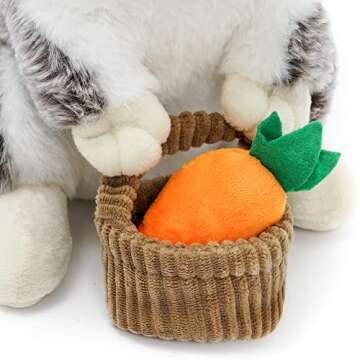 HO-EF Easter Bunny Stuffed Animal, 12" Stuffed Bunny with Floppy Ears & Holding Basket, Machine Washable& Softness, Rabbit Toys for Girls Boys Kids Babies Great Easter Gifts Decorations(Brown)