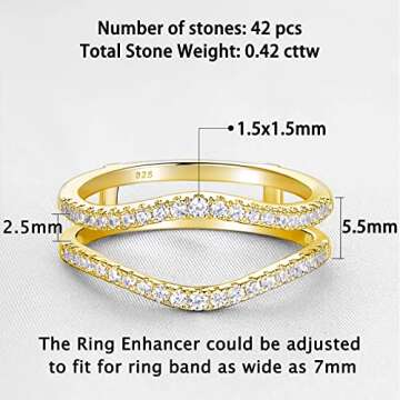 Newshe Jewellery 5A Cubic Zirconia Curved Wedding Bands for Women Ring Enhancer Guard for Engagement...