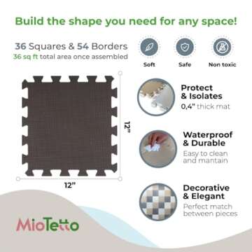 Foam Floor Tiles for Kids - Non-Toxic Soft Comfortable Baby Play Mat for Floor, Thick Tummy Time Mat, Interlocking Foam Tiles for Development & Crawling, Soft Cushioned Play mat for Babies 0-6 Months