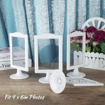 Homaisson 10 PCS Double-sided Standing Picture Frame, 4x6 Inch Pedestal Display Photo Frames for Wedding Bridal Shower Decor Table Number