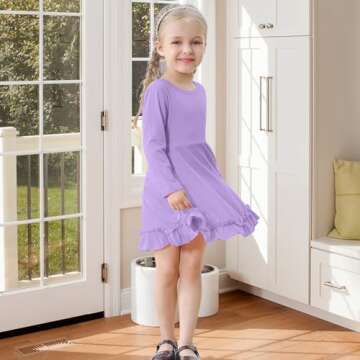 NARPLO Toddler Dress Long Sleeve A Line Twirly Fall Winter Baby Girls Casual Party Birthday Dresses ...
