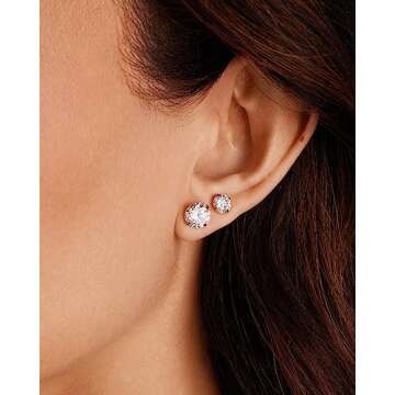 PAVOI Stylish 5 Pairs Stainless Steel Stud Earrings Set