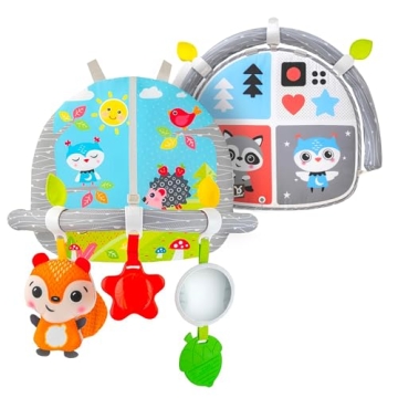 Benbat Car Seat Toys for Babies - Double Sided Rear Facing Carseat Toy with Baby Mirror for Infants ...