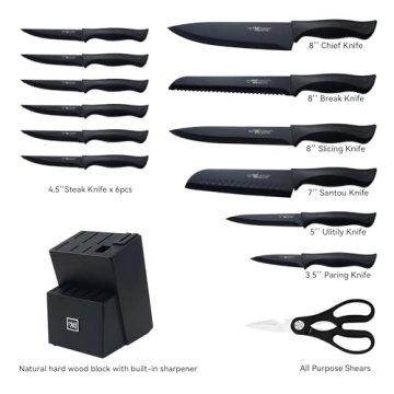 HUNTER.DUAL 15-Piece Kitchen Knife Set with Block