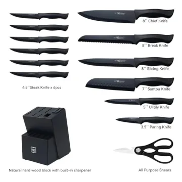 HUNTER.DUAL 15-Piece Kitchen Knife Set with Block