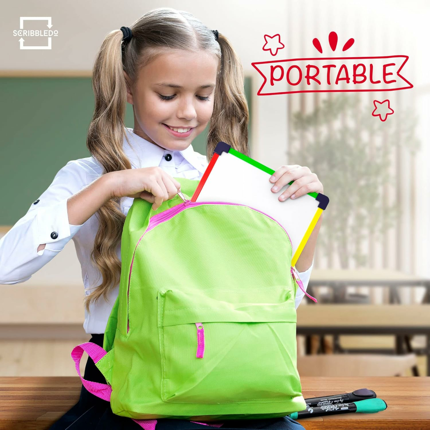 Magnetic Dry Erase Board for Kids - ScribbleDo 9"x12"