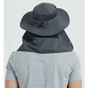 DDYOUTDOOR™ 07-281 Fashion Summer Outdoor Sun Protection Fishing Cap Neck Face Flap Hat Wide Brim (Dark Gray)