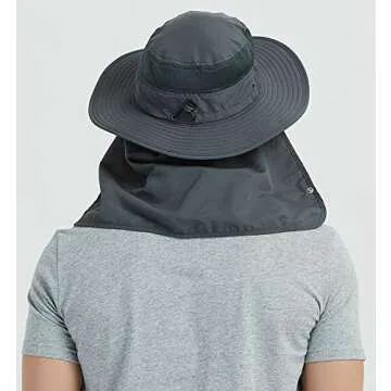 DDYOUTDOOR™ 07-281 Fashion Summer Outdoor Sun Protection Fishing Cap Neck Face Flap Hat Wide Brim (Dark Gray)