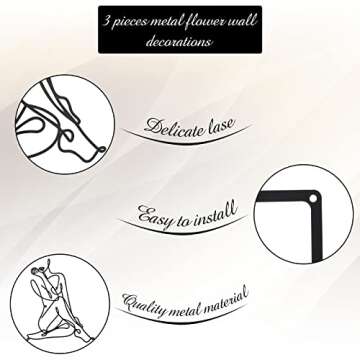 3 Pcs Metal Wall Art Decor Minimalist Abstract Woman Wall Art Metal Modern Line Drawing Decor Female Single Line Home Hanging for Bedroom Kitchen Bathroom Living Room(Modern)