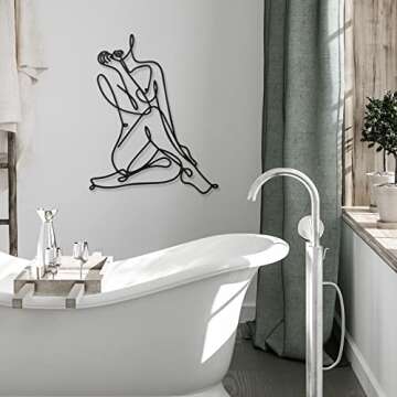 3 Pcs Metal Wall Art Decor Minimalist Abstract Woman Wall Art Metal Modern Line Drawing Decor Female Single Line Home Hanging for Bedroom Kitchen Bathroom Living Room(Modern)