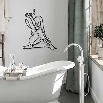 3 Pcs Metal Wall Art Decor Minimalist Abstract Woman Wall Art Metal Modern Line Drawing Decor Female Single Line Home Hanging for Bedroom Kitchen Bathroom Living Room(Modern)