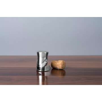 Viski Stainless Steel Heavyweight Champagne Stopper, Sparkling Wine Saver Bottle Stopper, Stainless ...