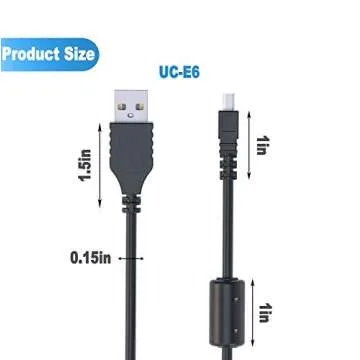 Ancable UC-E6 USB Cable, 3-Feet USB Mini-B Universal Digital Camera Data Transfer Cord Charger Cable Compatible for Nikon CoolPix, L, D, P, Series Digital Camera