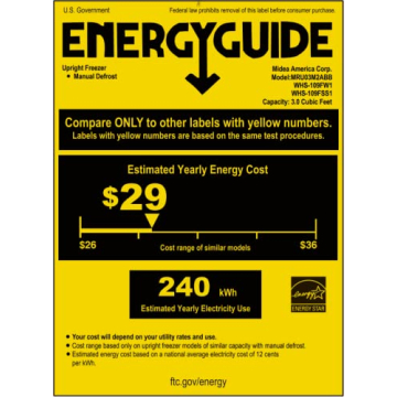 Midea MRU03M2ABB 3.0 Cu Ft Upright Freezer - Black