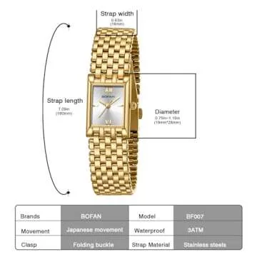 Luxury BOFAN Gold Watch for Women with Adjustable Band