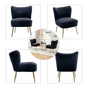 DUOMAY Velvet Accent Chair Set with Gold Legs for Stylish Living