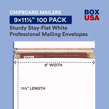 BOX USA StayFlat Mailer, 9"L x 11.5"W, Pack of 100 | Stayflats Envelope Keeping Photo, Document, Art...