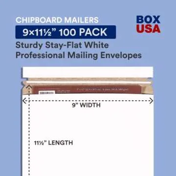 BOX USA StayFlat Mailer, 9"L x 11.5"W, Pack of 100 | Stayflats Envelope Keeping Photo, Document, Art...