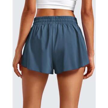 CRZ YOGA 2 in 1 Flowy Running Shorts for Women High Waisted Quick Dry for Athletic Gym Lounge Workou...