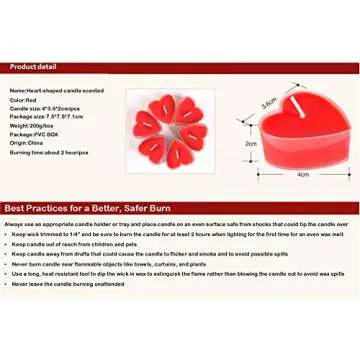 Quadow Scented Candles, 12 Pcs Sweet Romantic Love Heart Shaped Floating Candle for Home Decorations Wedding Birthday Party Celebrations