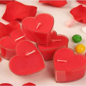 Quadow Scented Candles, 12 Pcs Sweet Romantic Love Heart Shaped Floating Candle for Home Decorations Wedding Birthday Party Celebrations