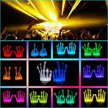 COLEDRE LED Gloves 12 Colors Girls Boys Toys Age 6-8 8-12 Years Old Kids Easter Gifts Stocking Stuffers Light Up Gloves Cool Fun Costumes for Halloween Christmas Carnival Birthday Parties (1 Pair M)